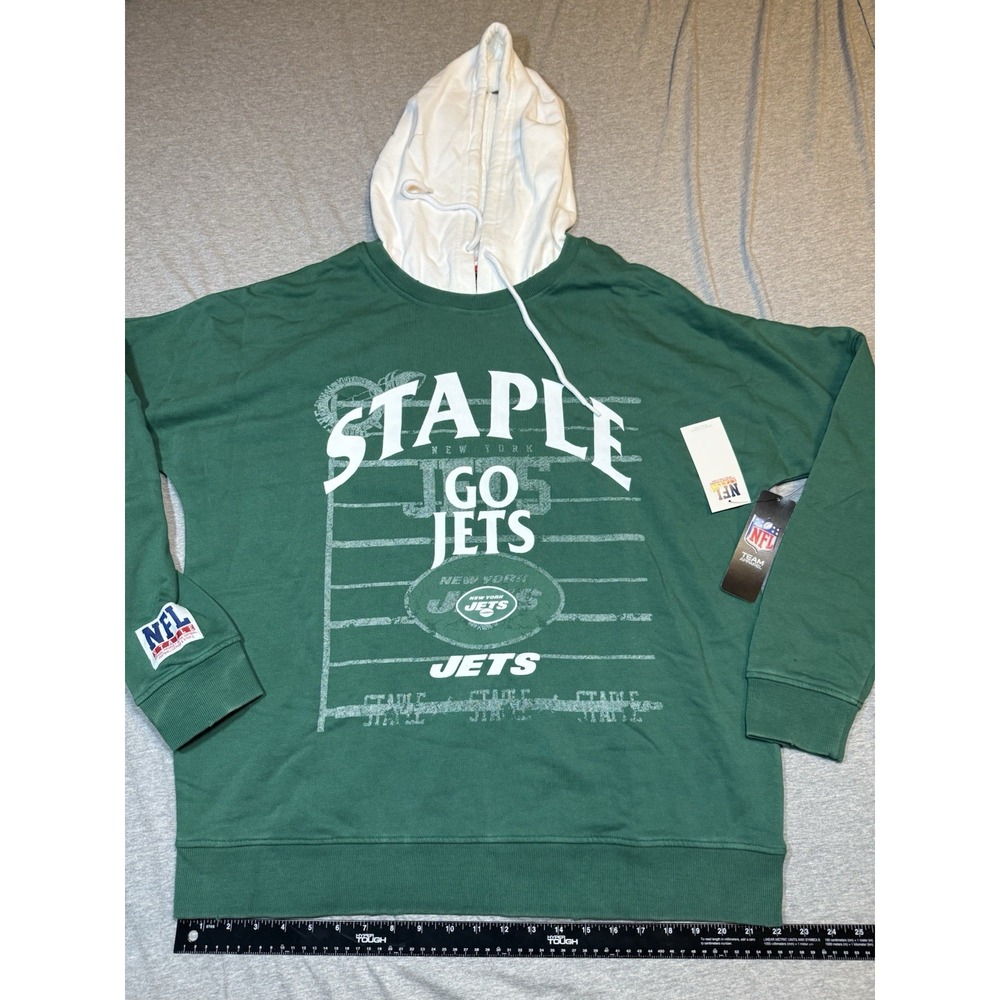 NWT New York Jets NFL x Staple Throwback Vintage Wash Pullover Hoodie - Green LG